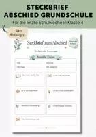 Vorschau - Arbeitsblätter - Steckbrief Abschluss Grundschule | Abschied Klasse 4 | Erinnerung Grundschulzeit - Deckblatt