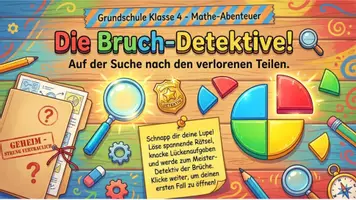 Vorschau - Präsentationen/Tafelbilder - Die Bruch-Detektive: Bruchrechnung spielerisch lernen (Klasse 3-4) - Seite 1