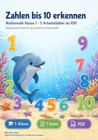 Vorschau - Arbeitsblätter - Zahlen bis 10 erkennen – Mathematik Klasse 1 – 5 Arbeitsblätter als PDF - Deckblatt