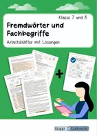 Vorschau - Arbeitsblätter - Fremdwörter und Fachbegriffe – Klasse 7 und 8 - Deckblatt