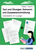 Vorschau - Arbeitsblätter - Test und Übungen: Getrennt- und Zusammenschreibung – Klasse 7 und 8 - Deckblatt