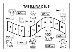 anteprima - Esercizi - TABELLINE SU CUI CAMMINARE E COLORARE - MATEMATICA SECONDA - Pagina 3