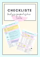 Vorschau - Arbeitsblätter - Checkliste zur Analyse pragmatischer Texte - Deckblatt