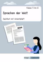 Vorschau - Arbeitsblätter - Sprachen der Welt – Sachtext mit Arbeitsblatt und Lösung - Deckblatt