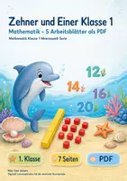 Vorschau - Arbeitsblätter - Zehner und Einer Klasse 1 – Mathematik – 5 Arbeitsblätter als PDF - Deckblatt