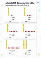 Vorschau - Arbeitsblätter - Zehner und Einer Klasse 1 – Mathematik – 5 Arbeitsblätter als PDF - Seite 1