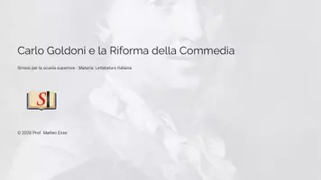 anteprima - Presentazioni / Lavagne - Carlo Goldoni e la Riforma del Teatro - Pagina di copertina