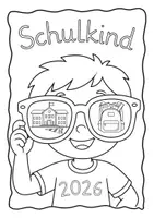 Vorschau - Mal- und Bastelvorlagen - Ausmalbild Schulkind 2026 - Seite 1