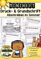 Vorschau - Arbeitsblätter - Druckschrift & Grundschrift üben im Sommer: Miniheft / Abschreibheft (auch für verbundene Grundschrift) - Deckblatt