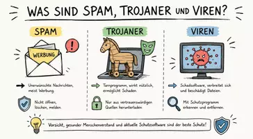 Vorschau - Arbeitsblätter - Arbeitsblätter zum Thema "Was sind Spam, Trojaner und Viren?" + Lösung & MP3 + Mindmap + Infografik - Seite 1