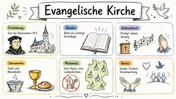 Vorschau - Arbeitsblätter - Arbeitsblätter zum Thema "Evangelische Kirche" + Lösung & MP3 + Mindmap + Infografik - Seite 1