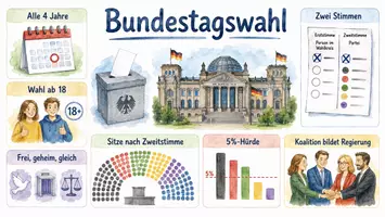 Vorschau - Arbeitsblätter - AB mit Fragen zum Thema "Bundestagswahl" + Lösungsblatt + Infografik - Seite 3