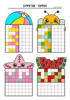 Vorschau - Arbeitsblätter - Symmetrie ausmalen mit Pixelbildern - Sommer - Seite 2