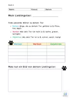 Vorschau - Arbeitsblätter - Blankovorlage Wortartenübung "mein Lieblingstier" - Deckblatt