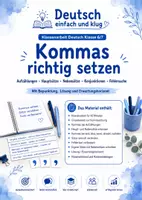 Vorschau - Stundenentwürfe - Deutsch Klasse 5/6: Klassenarbeit - Kommas richtig setzen - Deckblatt