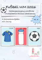 Vorschau - Arbeitsblätter - schriftliche Multiplikation/ Division Sachrechnen Rechenspaziergang Fußball WM 2026 - Deckblatt