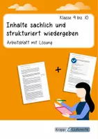 Vorschau - Arbeitsblätter - Inhalte sachlich und strukturiert wiedergeben - Deckblatt