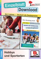 Vorschau - Arbeitsblätter - Deutsch als Zweitsprache - Wortschatztraining: Hobbys & Sportarten | DaZ Deutsch Grundschule Sekundarstufe Klasse 3-10 | Vorbereitungsklassen, Wortschatz, Übungen, Arbeitsblätter, Kopiervorlagen mit Lösungen - Deckblatt