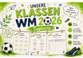 Vorschau - Arbeitsblätter - WM 2026 Fußball, Tippkarte für die Klasse, Unsere Klassen- WM 2026 - Seite 1