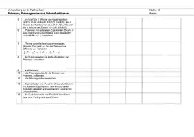 Vorschau - Prüfungsvorbereitung - Selbsteinschätzungsbogen 10_ Potenzen, Potenzgesetze und Potenzfunktionen - Seite 1