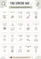 Vorschau - Arbeitsblätter - Find someone who: Speakig Activity - Erste Englisch Stunde - Kennenlernen - Icebreaker - Seite 1
