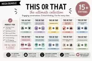 Vorschau - Arbeitsblätter - This or that: 70+ Arbeitsblätter für den Englischunterricht (Speaking Activity, Kommunikation, Warm up, Kennenlernen, Vertretung) - Deckblatt