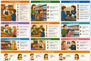 Vorschau - Bildkarten - DaZ: Einkaufen - Bilder und Dialoge - Deckblatt