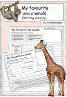 Vorschau - Arbeitsblätter - Materialpaket- At the zoo/wild animals (Klasse 3-6): Writing, Vocabulary, Reading, Games - Seite 1