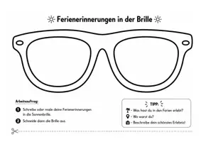 Vorschau - Mal- und Bastelvorlagen - Ferienerinnerungen...in der Brille, im Koffer, auf der Postkarte & Briefmarke - Seite 1