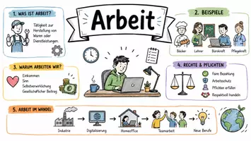 Vorschau - Arbeitsblätter - Arbeitsblatt "Arbeit" + Onlineübung & MP3 + Mindmap + Infografik - Seite 1