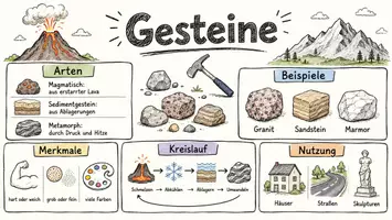 Vorschau - Arbeitsblätter - AB mit Fragen zum Thema "Gesteine" + Lösungsblatt + Infografik - Seite 1