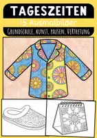 Vorschau - Mal- und Bastelvorlagen - Tageszeiten Mandalas für Kinder Ausmalbilder für Grundschule Kunst - Deckblatt