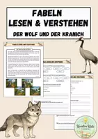 Vorschau - Arbeitsblätter - Der Wolf und der Kranich – Fabel lesen und verstehen | Kl. 5/6 - Deckblatt