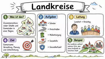 Vorschau - Arbeitsblätter - Arbeitsblätter zum Thema "Landkreis" + Lösung & MP3 + Mindmap + Infografik - Seite 1