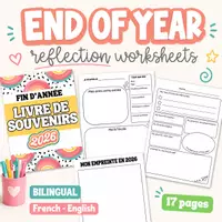 Vorschau - Arbeitsblätter - End of Year Reflection Worksheets Französisch Englisch - Deckblatt