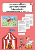 Vorschau - Stundenentwürfe - Lesespurgeschichte: Das verschwundene Zirkusmikrofon (differenziertes Material für Klasse 2-4) - Deckblatt