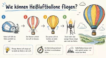Vorschau - Arbeitsblätter - Arbeitsblätter zum Thema "Wie können Heißluftballone fliegen?" + Lösung & MP3 + Mindmap + Infografik - Seite 1