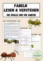 Vorschau - Arbeitsblätter - Die Grille und die Ameise - Fabeln lesen und verstehen | Kl. 5/6 - Deckblatt