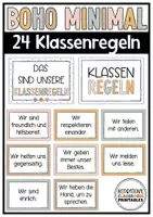 Vorschau - Poster - Klassenregeln | Boho Minimalistisch Klassenzimmer Deko | Verhaltensregeln - Deckblatt