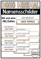 Vorschau - Mal- und Bastelvorlagen - Namensschilder | Boho Minimalistisch Klassenzimmer Deko | Namenskärtchen - Deckblatt
