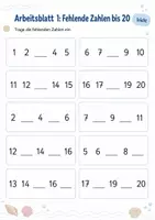 Vorschau - Arbeitsblätter - Zahlenraum 20 | Mathematik Klasse 1 | 5 Arbeitsblätter als PDF - Seite 1