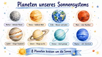 Vorschau - Arbeitsblätter - Arbeitsblatt "Planeten" + Onlineübung & MP3 + Infografik - Seite 2