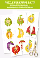 Vorschau - Spiele - Zuordnungsspiel | Puzzle für Kita, Krippe & Kindergarten | Bildhälften zuordnen – Wahrnehmung & Frühförderung Kita - Deckblatt