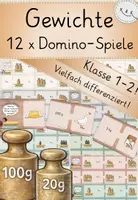 Vorschau - Stationenlernen - Gewichte Klasse 1-2; 10x Dominos differenziert! Gramm, Kilogramm - Deckblatt