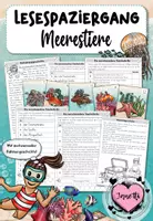 Vorschau - Arbeitsblätter - Lesespaziergang Meerestiere | Die verschwundenen Taucherbrillen | 5-fach differenziert | Grundschule Klasse 1–4 - Deckblatt