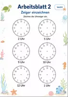 Vorschau - Arbeitsblätter - Uhrzeit ganze Stunden Klasse 1 | Mathematik | 5 Arbeitsblätter als PDF - Seite 2