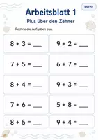 Vorschau - Arbeitsblätter - Über den Zehner rechnen Klasse 1 | Mathematik | 5 Arbeitsblätter als PDF - Seite 1