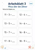Vorschau - Arbeitsblätter - Über den Zehner rechnen Klasse 1 | Mathematik | 5 Arbeitsblätter als PDF - Seite 3