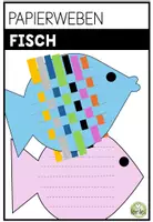 Vorschau - Arbeitsblätter - Papierweben Fisch – kreative Bastelvorlage für Fensterbild | Freebie - Deckblatt
