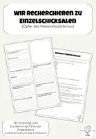 Vorschau - Stundenentwürfe - Einzelschicksale recherchieren (Opfer des Nationalsozialismus) - Deckblatt